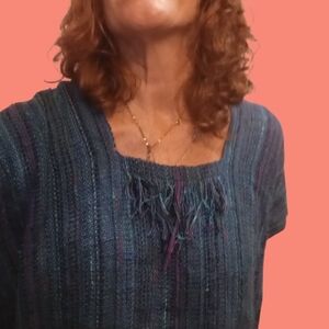 NWOT Hand Woven Fringe Poncho By Fiber Artist Arna Shaw (Texas). Never Worn.